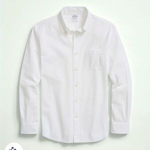 Brooks Brothers White Seersucker Button-Down Shirt